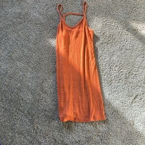 Orange Sleeveless Knit Dress